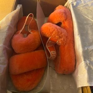 coral authentic UGG slides